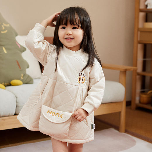 【新年连衣裙搭配时尚小包包】女宝宝连衣裙冬季新款童装新年冬装加厚夹棉女童连衣裙子保暖 商品图1