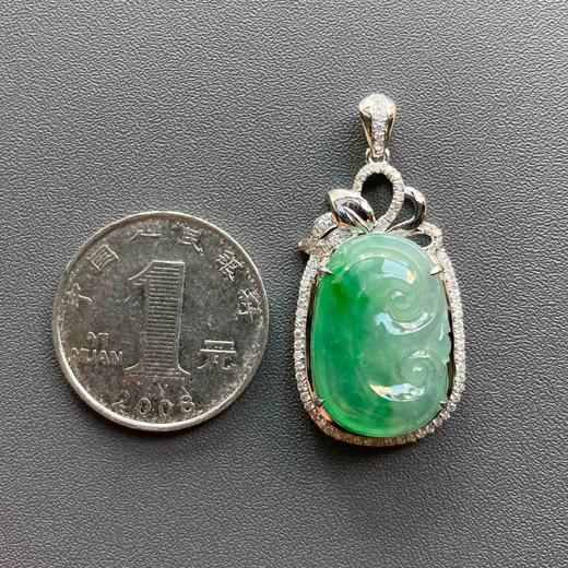 冰种阳绿翡翠辣色如意18k白金钻石镶嵌 商品图4