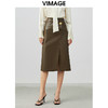 VIMAGE/纬漫纪春季新款气质包臀显瘦开叉时尚百搭半身裙皮裙V1706301 商品缩略图0