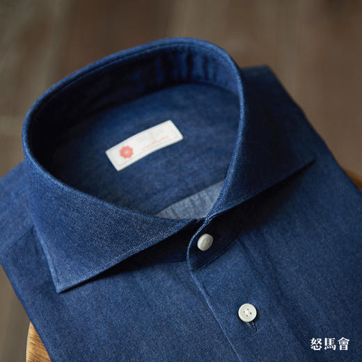 Sojitz 深蓝色丹宁牛仔意式工艺衬衫 商品图1