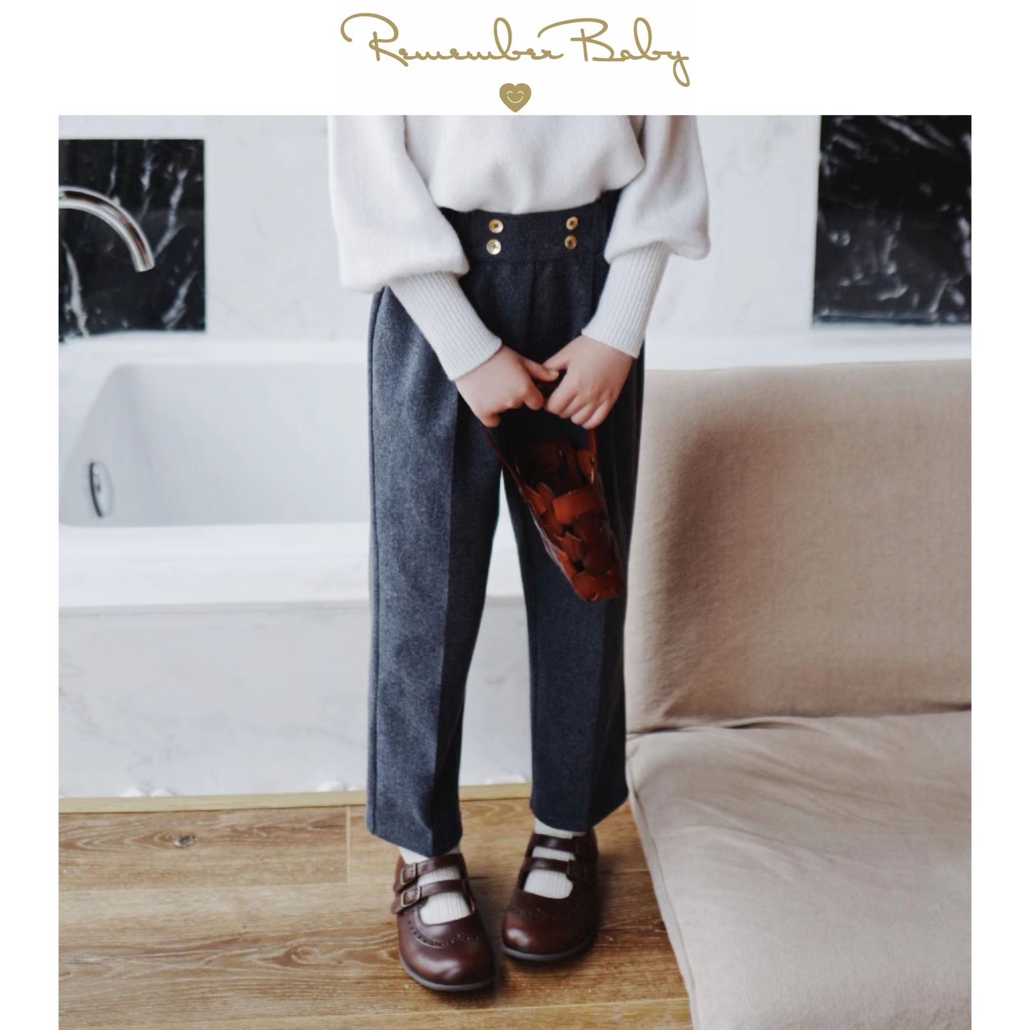 现货 / VINTAGE DENIM | 进口面料制 小金扣双面微绒超柔软 牛仔色 秋冬款九分裤