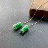 糯冰种阳绿圆柱翡翠耳线18k黄金镶嵌 商品缩略图0