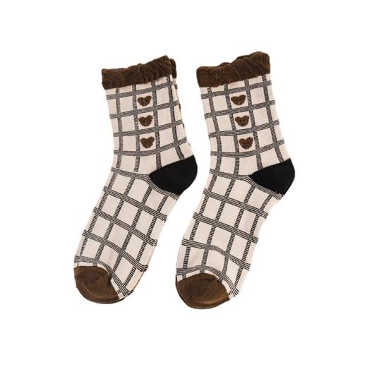 「新疆长绒棉 五双」女士中筒袜ins潮流时尚四季女袜 学院风舒适袜子配饰 商品图3