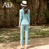 AD高级感蓝绿色职业西服套装女士秋冬西装播音艺考主持人面试正装 商品缩略图4