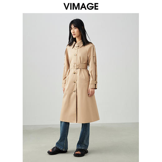 VIMAGE/纬漫纪春季新款束腰帅气中长款风衣外套V1704302 商品图1