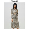 VIMAGE/纬漫纪春季新款100%桑蚕丝修身显瘦设计出众V领印花连衣裙V1707306 商品缩略图2