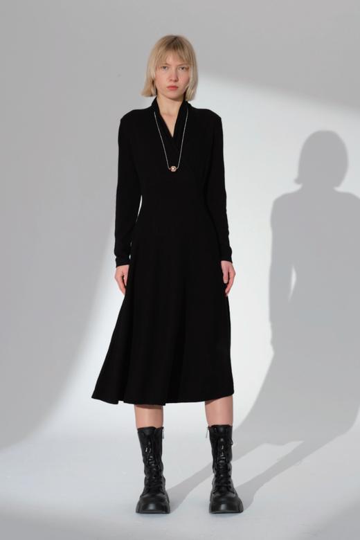 叠门襟收腰羊毛连衣裙 商品图0