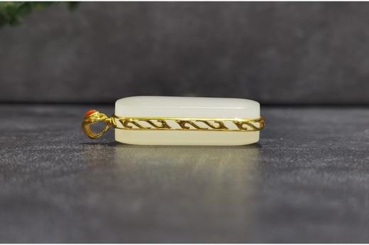 【御珠宫坊】金镶羊脂白玉无事牌 商品图5