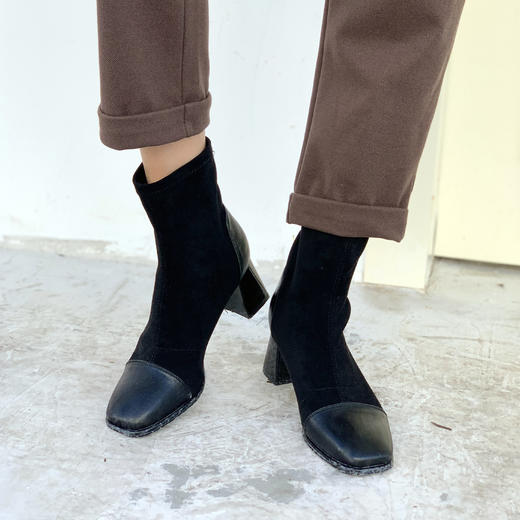 【百图lulu好物】显瘦 百搭 高弹仿羊绒弹力靴 瘦瘦靴，方跟好穿又能健步如飞 商品图0