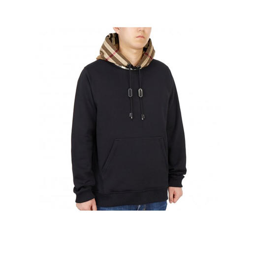 【二】BURBERRY 博柏利 格纹棉质混纺连帽衫 男士卫衣 黑色 8045004 A1189 商品图2