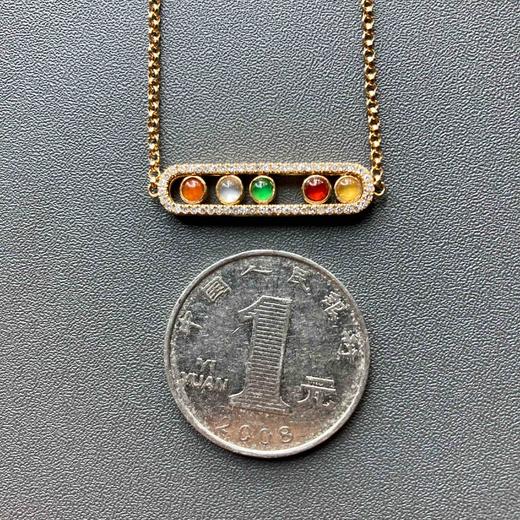 高冰种阳绿红翡黄翡彩灯翡翠手链18k黄金钻石镶嵌 商品图5