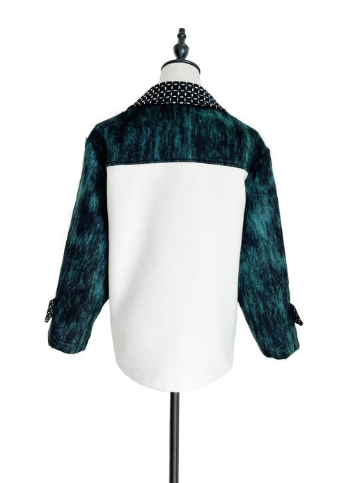 TYNVIE 大插袋拼接袖夹克-绿色拼接 商品图2