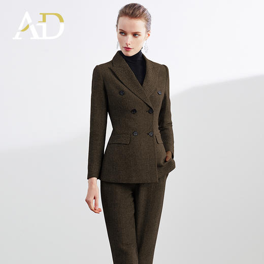AD复古棕色西装套装女秋冬高级感女总裁正装高端经理白领职业装 商品图3