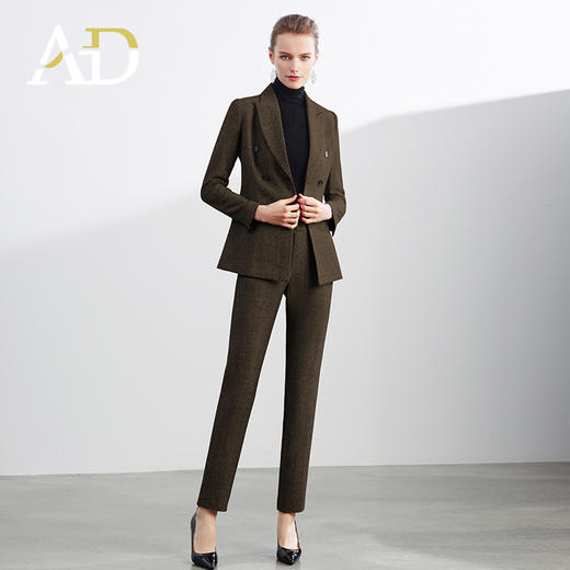 AD复古棕色西装套装女秋冬高级感女总裁正装高端经理白领职业装 商品图1