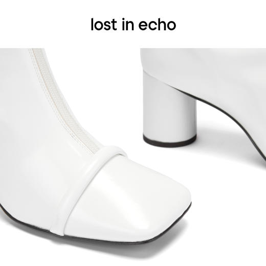 lost in echo 原创设计师窄筒拉链方圆头膝下靴 商品图2