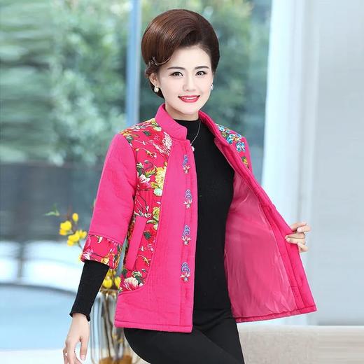 E873秋冬背心加厚棉马甲七分袖女坎肩2020冬装棉衣妈妈装中袖外套 商品图2