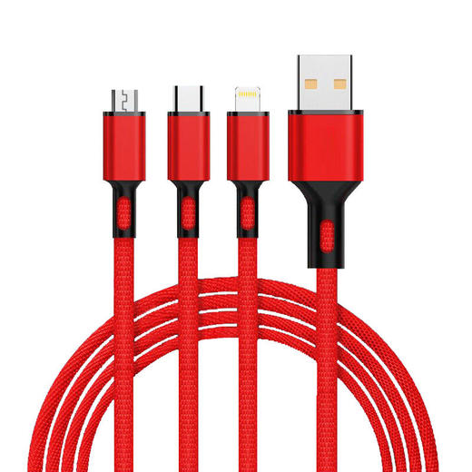 传枫 一拖三 USB充电线 苹果+安卓+Type-c三合一多头手机充电线（颜色随机发货）CF-7007 商品图4