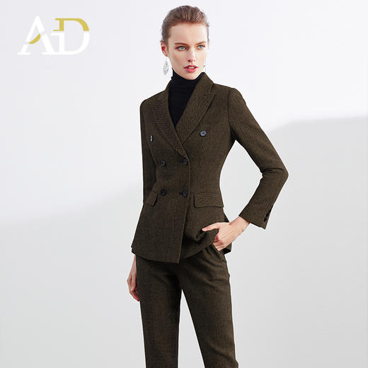 AD复古棕色西装套装女秋冬高级感女总裁正装高端经理白领职业装 商品图2