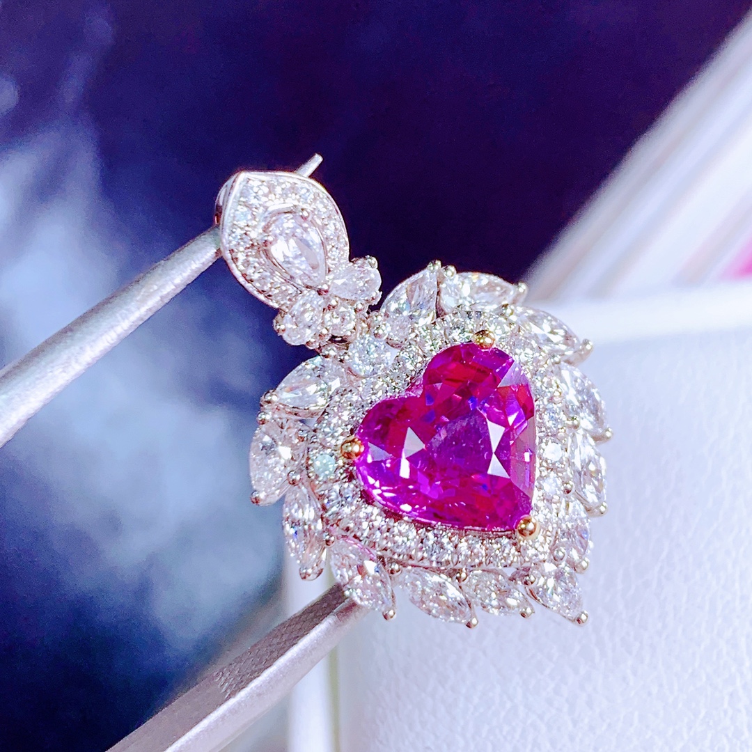 【无烧帕帕拉恰吊坠】 特惠价90:178009215不议价 18k金镶嵌