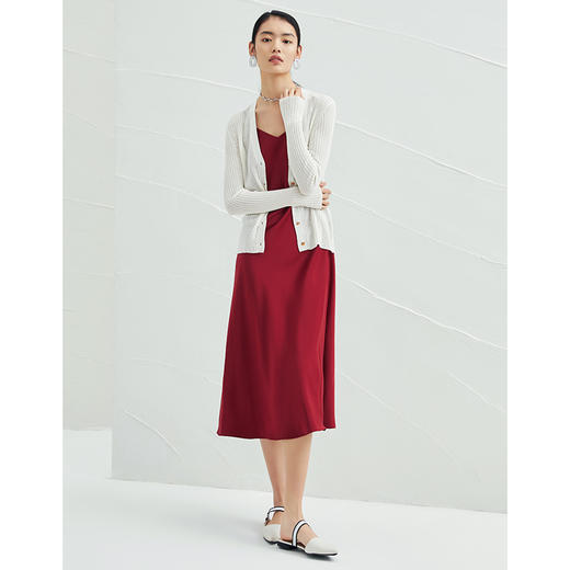 EITIE爱特爱秋冬季新款修身V领纯色长袖针织衫开衫女C2101820针织衫 商品图1