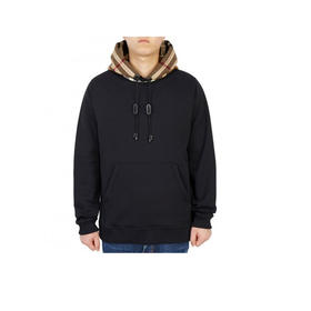 【二】BURBERRY 博柏利 格纹棉质混纺连帽衫 男士卫衣 黑色 8045004 A1189