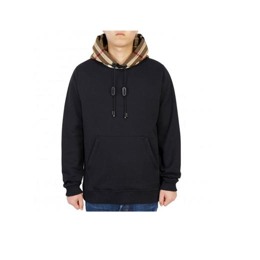 【二】BURBERRY 博柏利 格纹棉质混纺连帽衫 男士卫衣 黑色 8045004 A1189 商品图0
