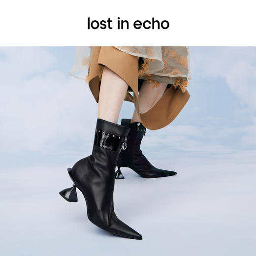 lost in echo x VIVIANO 设计师原创秋冬尖头中跟收口靴 商品图1