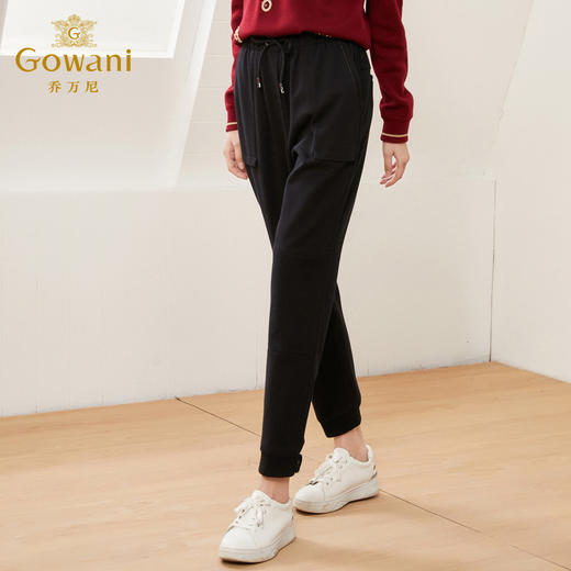 乔万尼休闲裤绵羊毛保暖长裤高腰松紧束脚裤EI4F691 商品图1