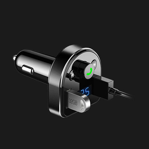 传枫 车载MP3蓝牙接收器12V/24V通用 FM发射免提通话车充点烟器一拖二 CF-5568 商品图0
