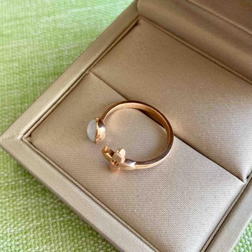 高冰种翡翠蛋面开口笑戒指18k玫瑰金镶嵌 商品图6