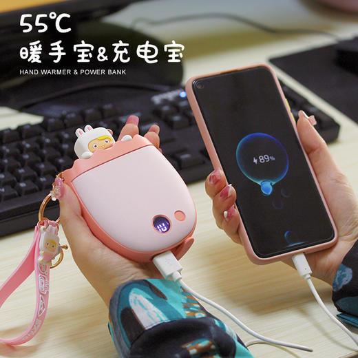 【有温度的礼物 不止暖手 秒变充电宝】便携数显防爆可爱USB充电宝二合一暖宝宝  新款卡通迷你暖手宝 商品图1