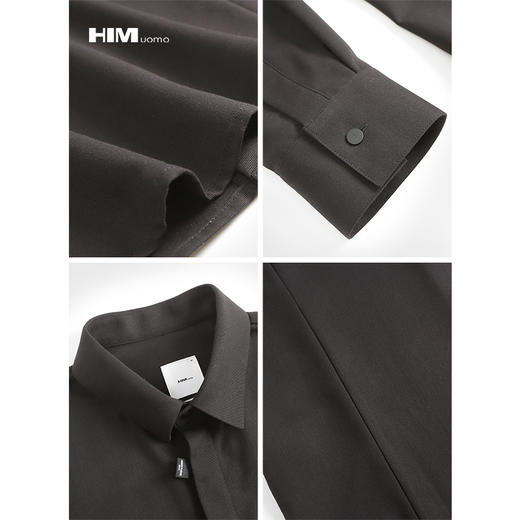 HIM漢崇  通勤商务修身微弹长袖衫男宴会婚礼职业正装衬衣2025秋季 商品图3