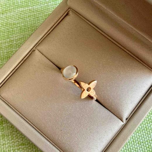 高冰种翡翠蛋面开口笑戒指18k玫瑰金镶嵌 商品图5