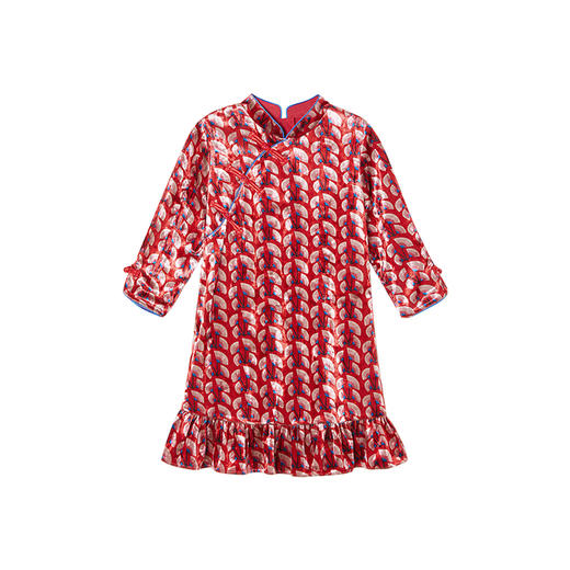 littletime女童中国风旗袍裙秋冬2022春新款儿童唐装拜年服连衣裙 商品图4