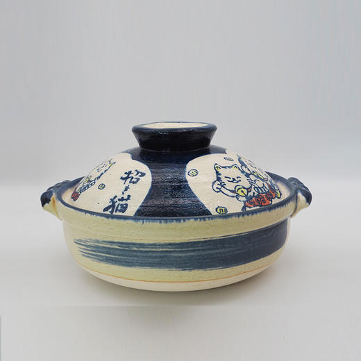 日本原产sajitoki佐治陶器 万古烧招财猫陶土锅砂锅炖锅汤锅 商品图1