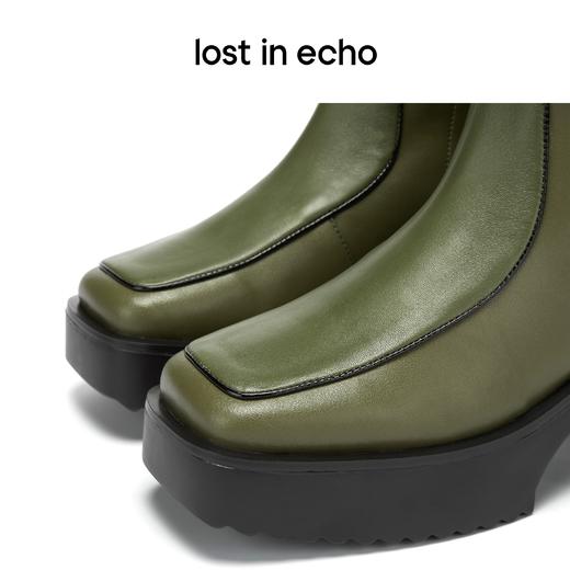 lost in echo 原创设计师品牌 方头牛皮拼接弹力靴 商品图3