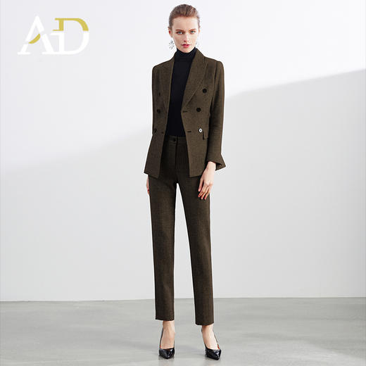 AD复古棕色西装套装女秋冬高级感女总裁正装高端经理白领职业装 商品图0