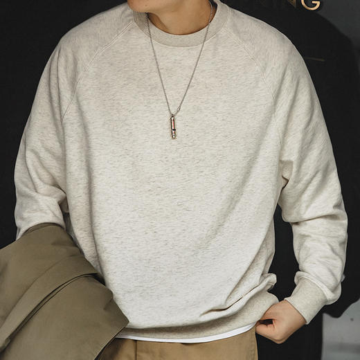 马登工装 复古水洗毛圈布圆领卫衣内搭打底衫T恤叠穿套头男秋冬 商品图0