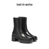 lost in echo 原创设计师品牌 方头牛皮拼接弹力靴 商品缩略图2