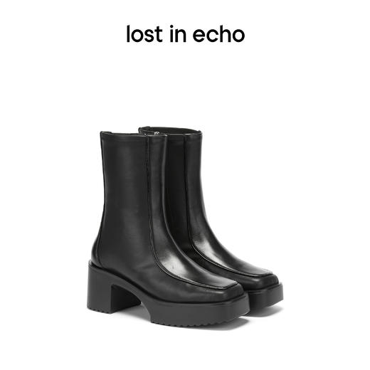 lost in echo 原创设计师品牌 方头牛皮拼接弹力靴 商品图2