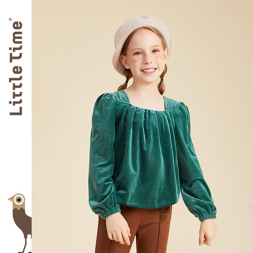 【断码清仓】littletime女童方领衬衫打底衫秋冬长袖新款春秋法式儿童上衣 商品图1