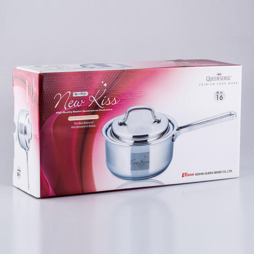 韩国原产QUEEN SENSE不锈钢锅汤锅小奶锅NEWKISS系列16CM 商品图2