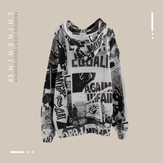 MYGEMH023满印图案宽松连帽卫衣 商品图1