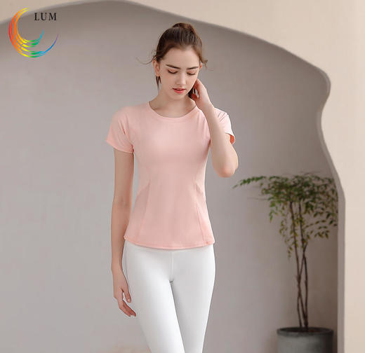 LUM39869露檬瑜伽运动短袖双面磨毛面料（含胸垫） 商品图2