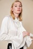 白色可拆式荷叶边袖口真丝衬衣 商品缩略图4