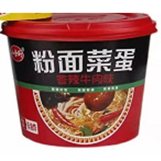 【5.5元/桶】小香厨清真桶装金汤肥牛味/酸辣牛肉味/香辣味粉面菜188g 商品图1