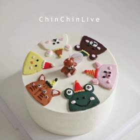 奶油霜手绘动物蛋糕