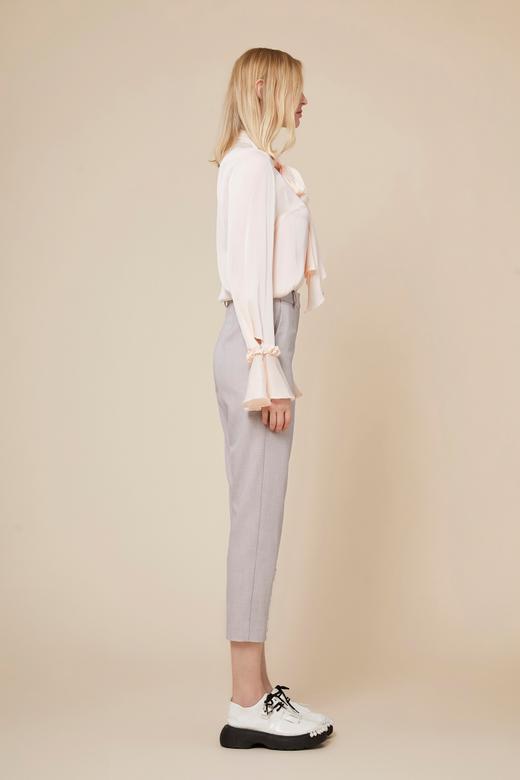 香槟粉荷叶边袖口真丝衬衣 商品图3