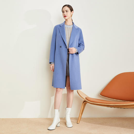 ND93V斯尔丽瑟俪2021秋冬新款韩版减龄简约直身型纯色百搭显瘦羊毛大衣 商品图3