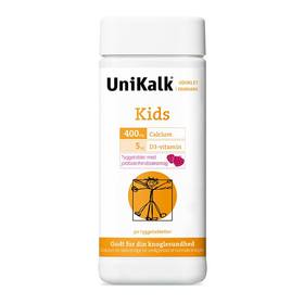 [丹麦]新Unikalk佑咔克儿童钙片草莓树莓味90粒. New!UniKalk Kids m.Jordb./hindb. 90stk.